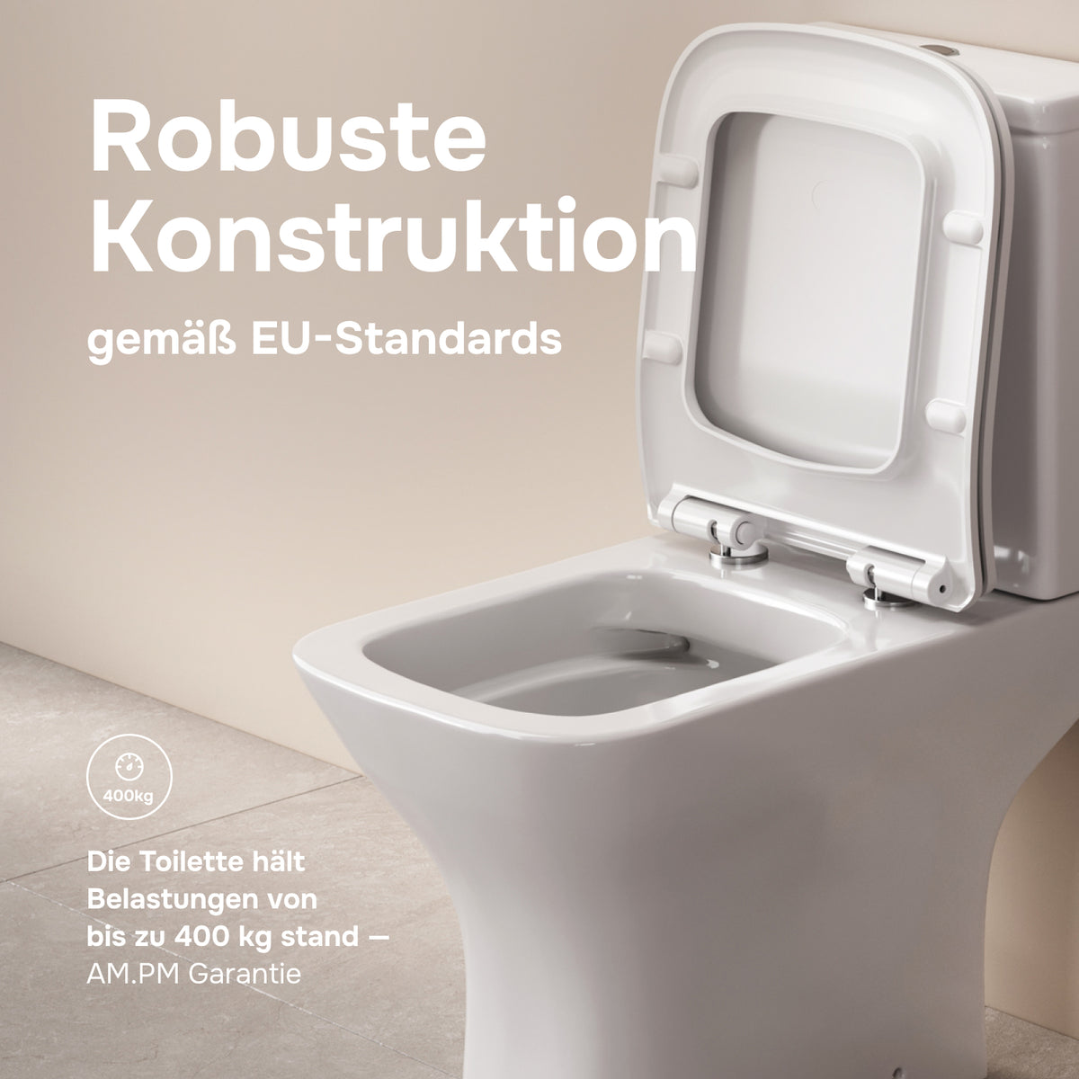 WC sur pied Gem avec sortie murale horizontale (PK) , sans bride et abattant à fermeture amortie–CGA8601PSC