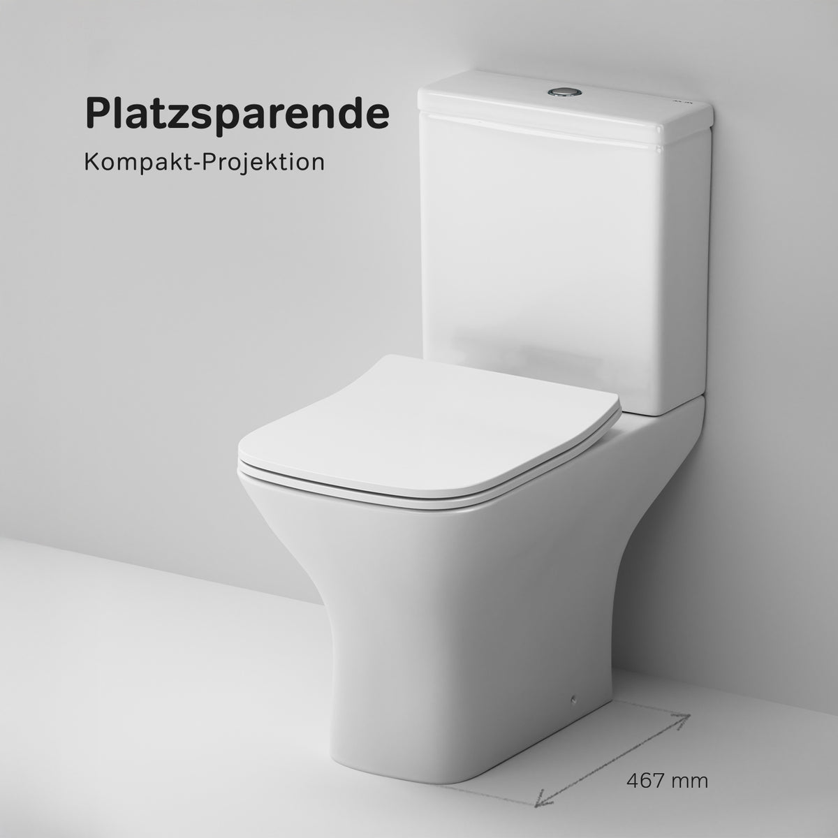 WC sur pied Gem avec sortie murale horizontale (PK) , sans bride et abattant à fermeture amortie–CGA8601PSC