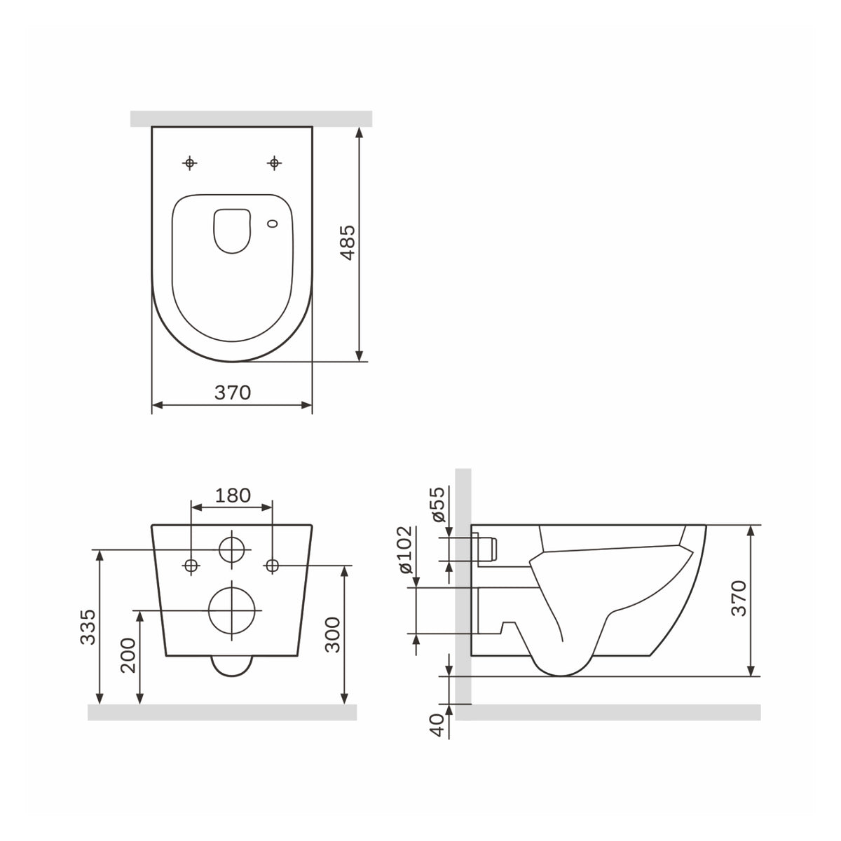 Toilettes suspendues de type AquaSpin sans bride avec abattant–CLA1900PSC