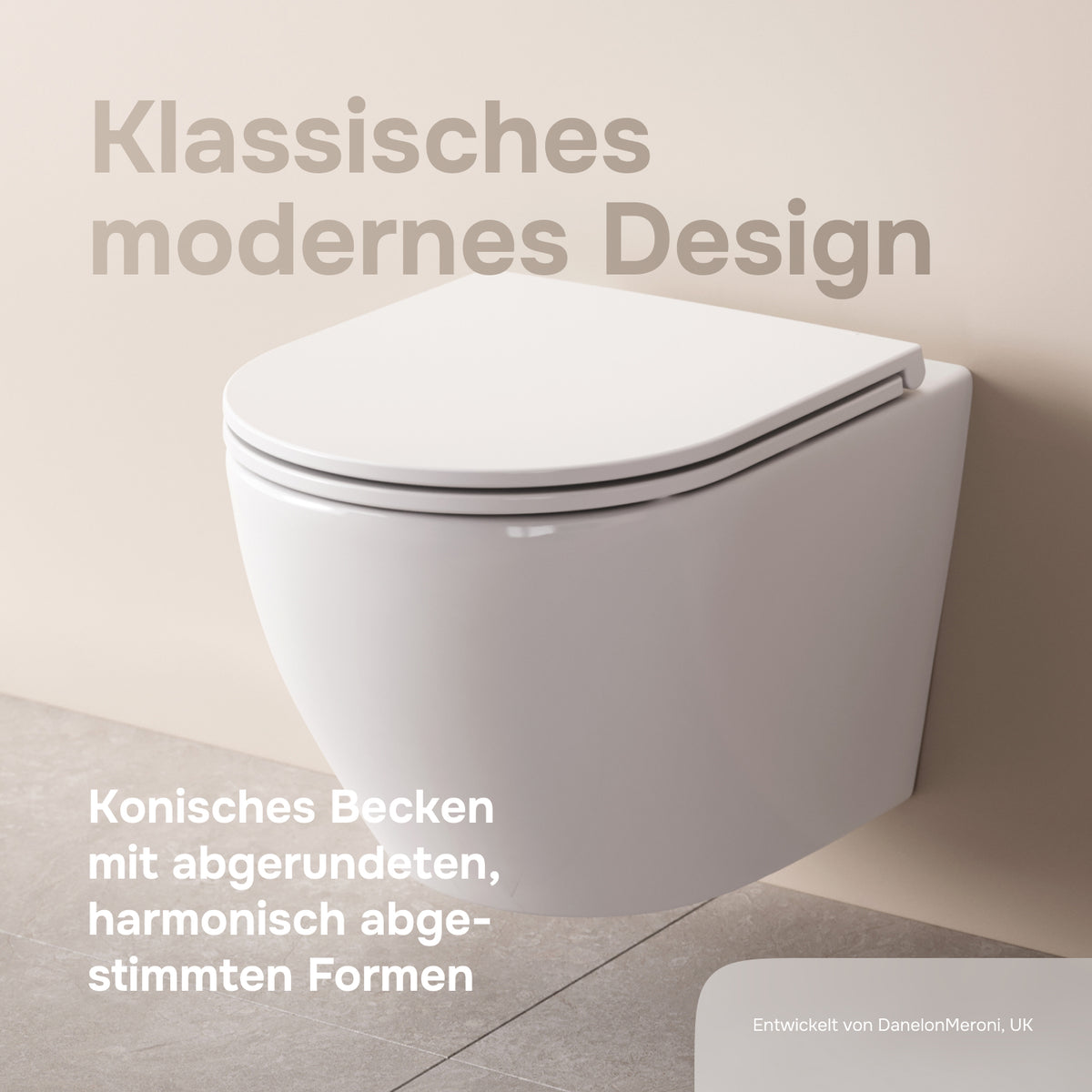 Toilettes suspendues de type AquaSpin sans bride avec abattant–CLA1900PSC