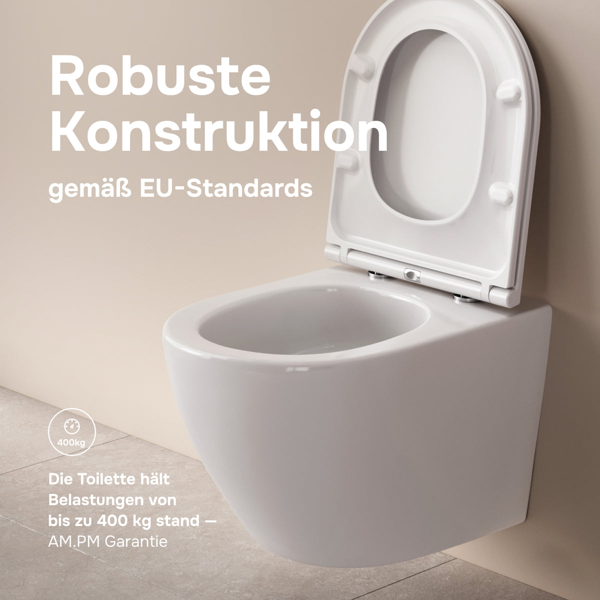 Toilettes suspendues de type AquaSpin sans bride avec abattant–CLA1900PSC