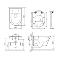 CNA1700SC Wand-WC mit Sitz Flash FlashClean Tiefspül-WC Spülrandlos Hänge WC mit Toilettendeckel ampm-store.de
