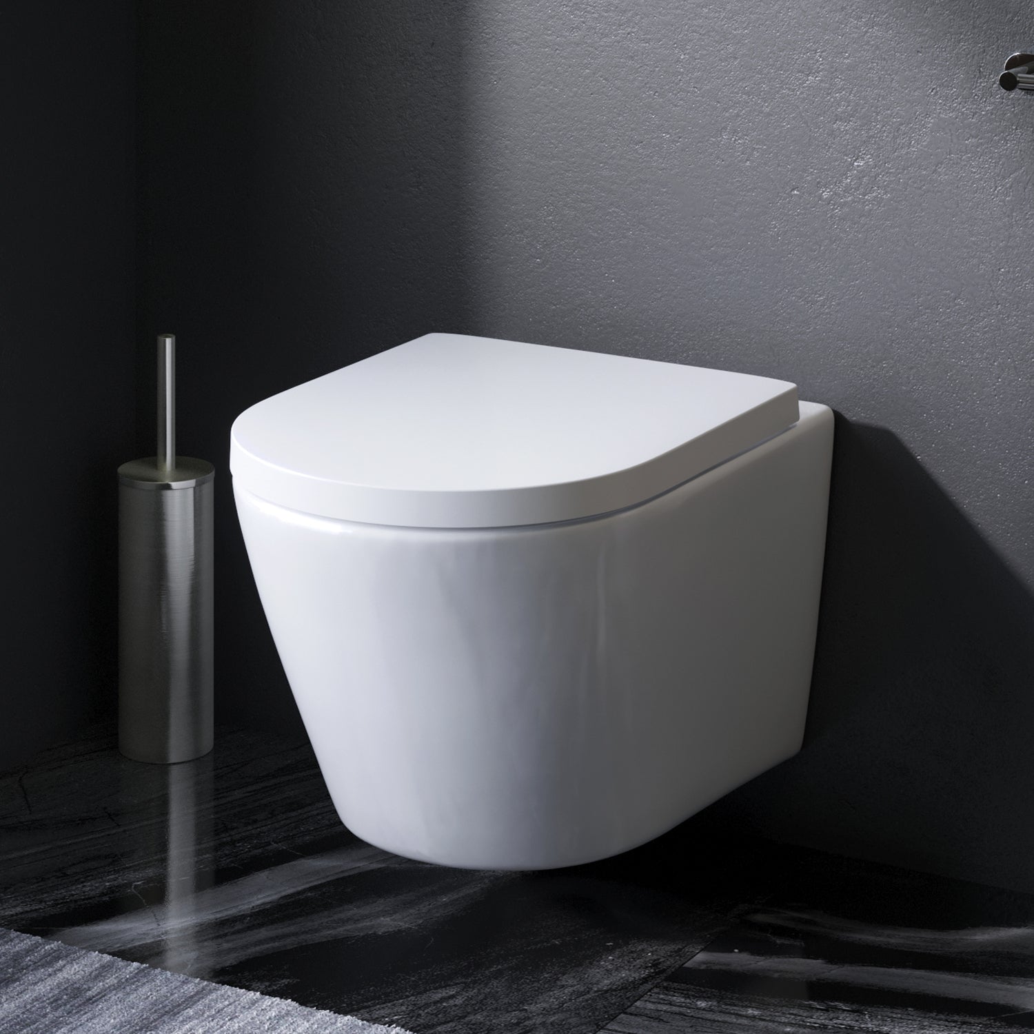 CNA1700SC Wand-WC mit Sitz Flash FlashClean Tiefspül-WC Spülrandlos Hänge WC mit Toilettendeckel ampm-store.de