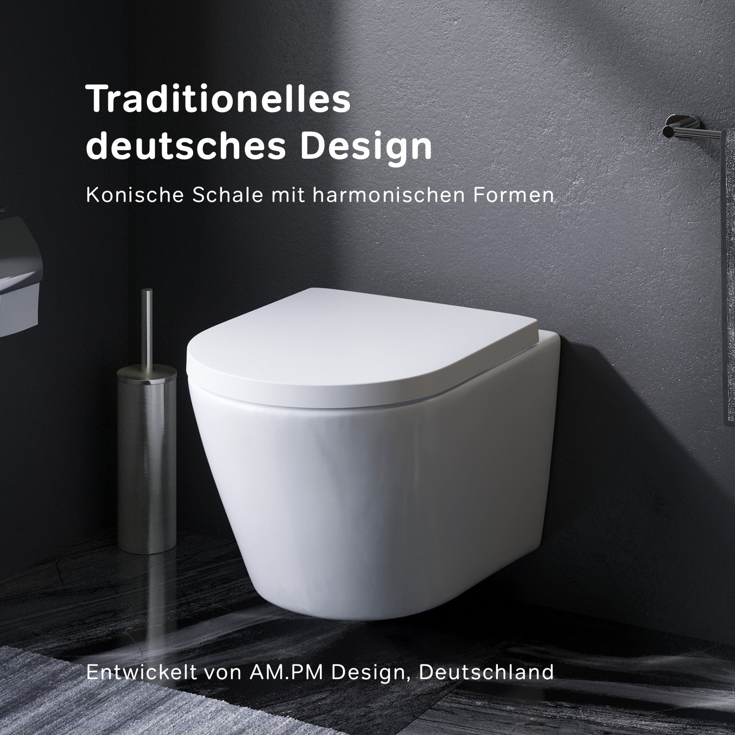 CNA1700SC Wand-WC mit Sitz Flash FlashClean Tiefspül-WC Spülrandlos Hänge WC mit Toilettendeckel ampm-store.de