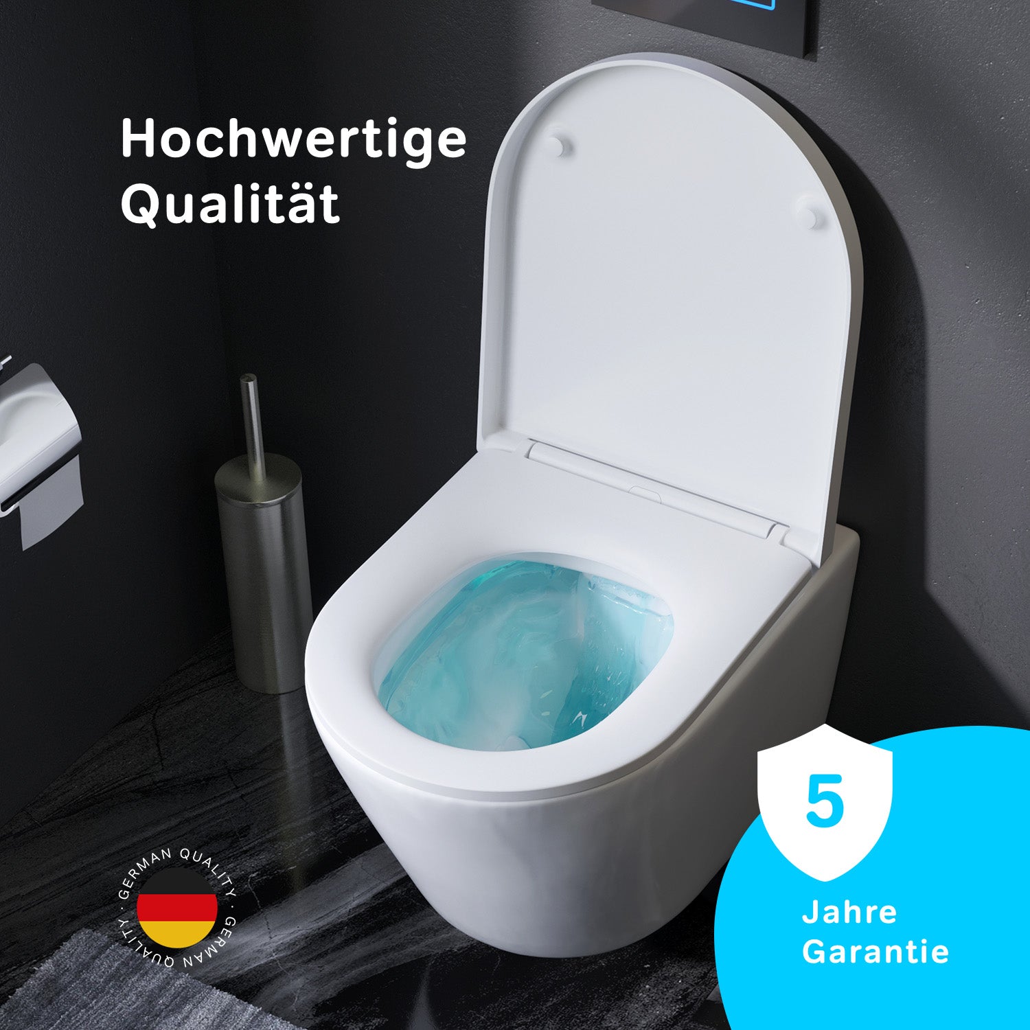 CNA1700SC Wand-WC mit Sitz Flash FlashClean Tiefspül-WC Spülrandlos Hänge WC mit Toilettendeckel ampm-store.de