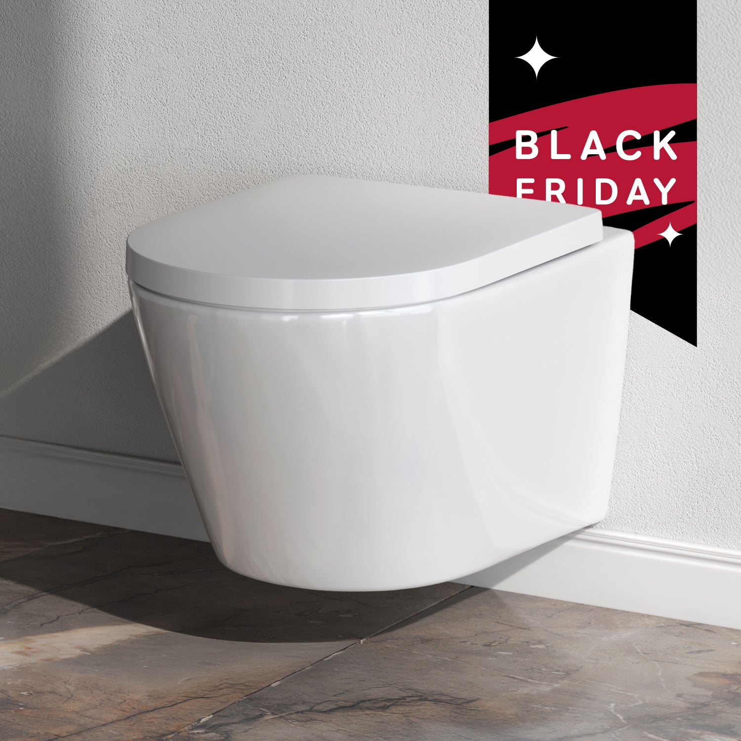 CNA1700SC Wand-WC mit Sitz Flash FlashClean Tiefspül-WC Spülrandlos Hänge WC mit Toilettendeckel