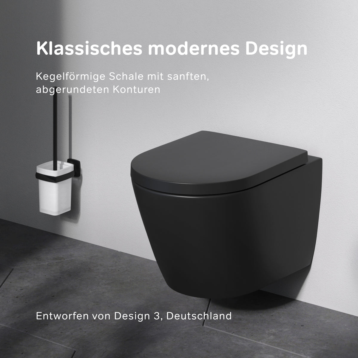 WC suspendu sans bride Flash AquaSpin avec abattant, noir–CNA1901PMBSC