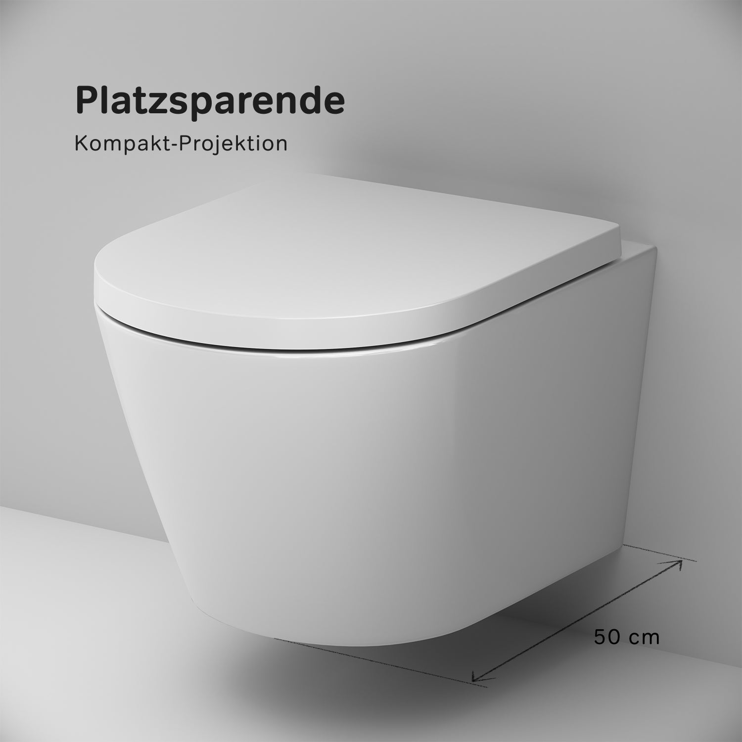 CNA1901PSC Wand-WC mit Sitz Flash AquaSpin Tiefspül-WC Spülrandlos Hänge WC mit Toilettendeckel