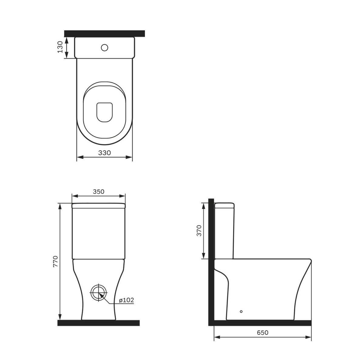 WC sur pied Flash avec sortie murale horizontale (PK) , sans bride et abattant à fermeture ralentie–CNA8600PSC