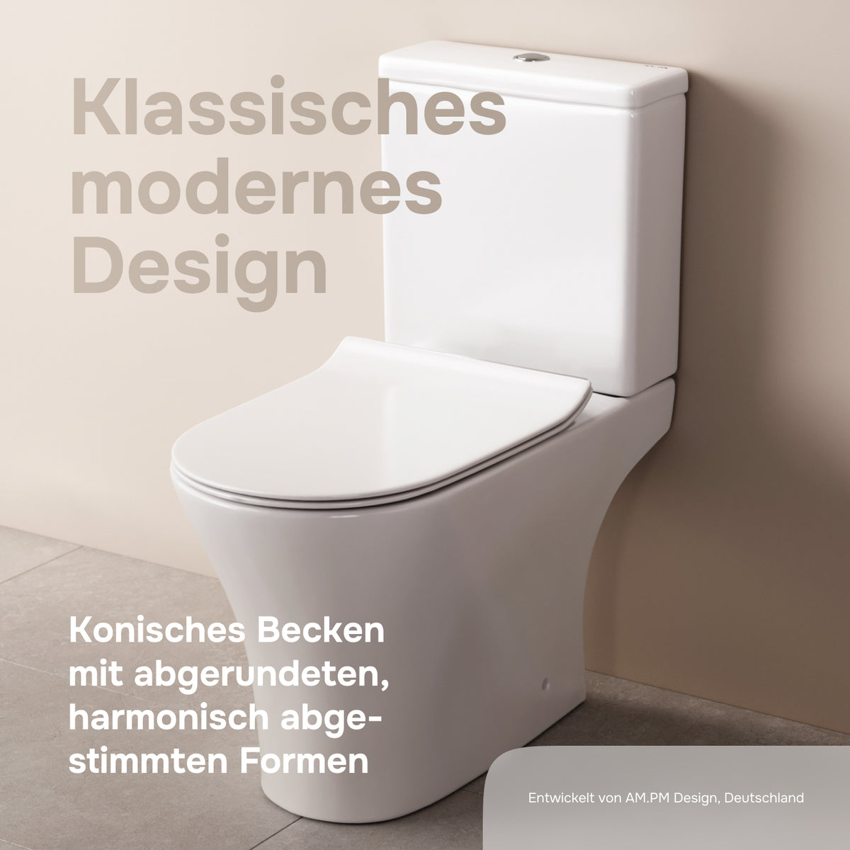 WC sur pied Flash avec sortie murale horizontale (PK) , sans bride et abattant à fermeture ralentie–CNA8600PSC