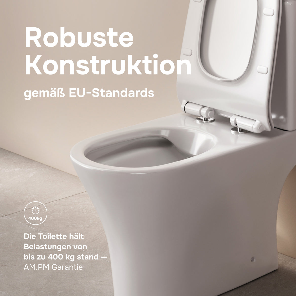 WC sur pied Flash avec sortie murale horizontale (PK) , sans bride et abattant à fermeture ralentie–CNA8600PSC