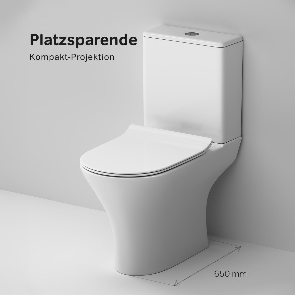WC sur pied Flash avec sortie murale horizontale (PK) , sans bride et abattant à fermeture ralentie–CNA8600PSC