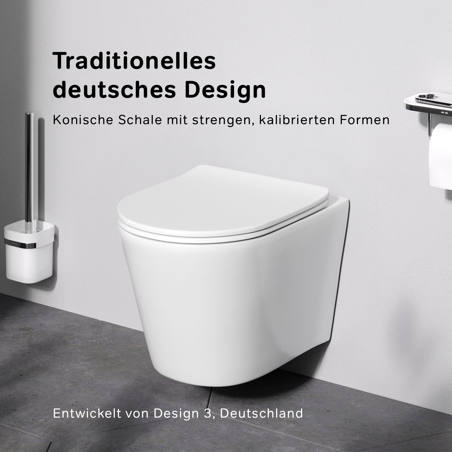 CPA1900SC Wand-WC mit Sitz Spike FlashClean Tiefspül-WC Spülrandlos Hänge WC mit Toilettendeckel ampm-store.de