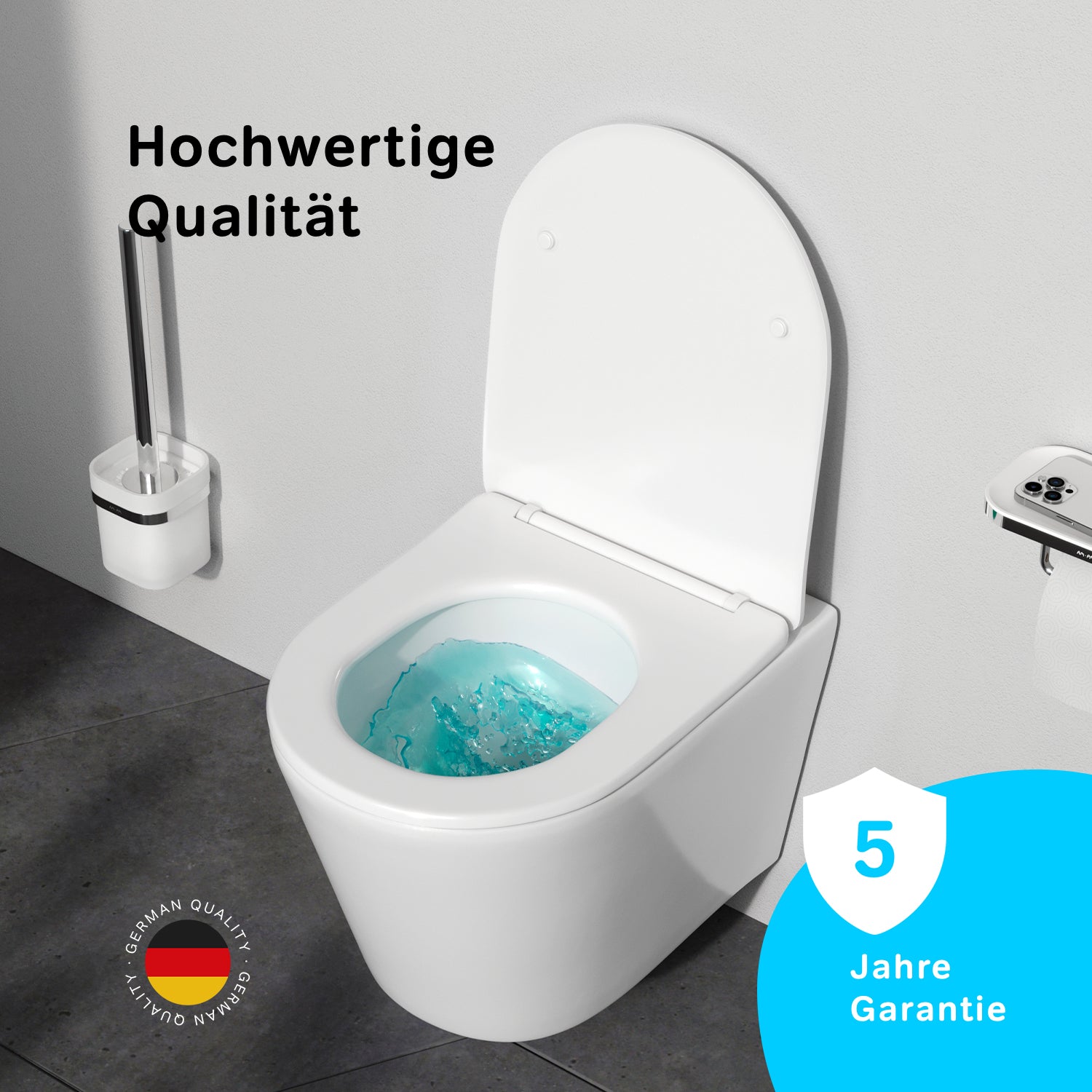 CPA1900SC Wand-WC mit Sitz Spike FlashClean Tiefspül-WC Spülrandlos Hänge WC mit Toilettendeckel ampm-store.de