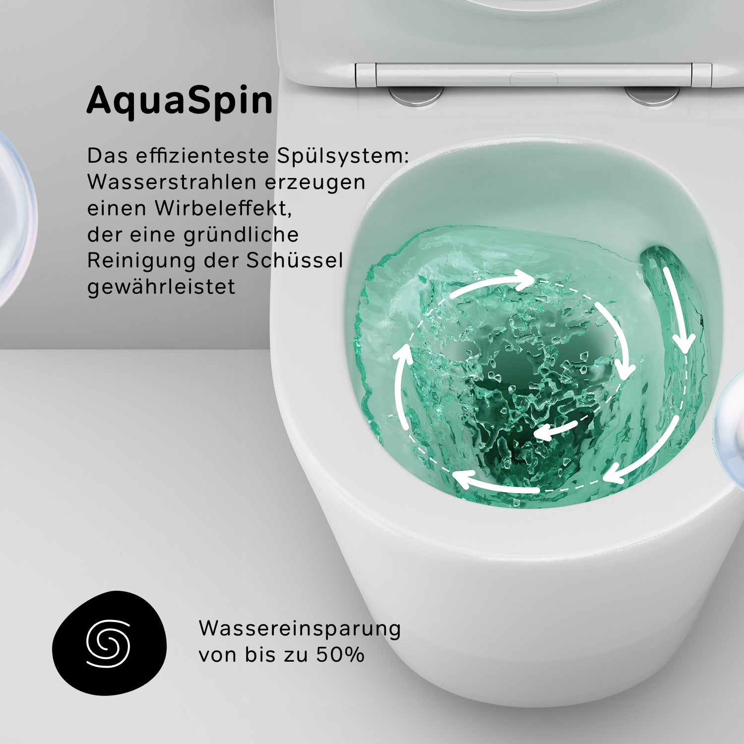 CPA1900SC Wand-WC mit Sitz Spike FlashClean Tiefspül-WC Spülrandlos Hänge WC mit Toilettendeckel ampm-store.de
