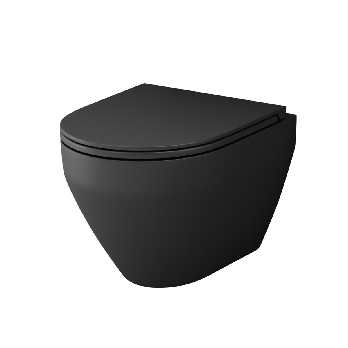 WC suspendu sans bride FlashClean avec abattant, noir–CSB1700MBSC