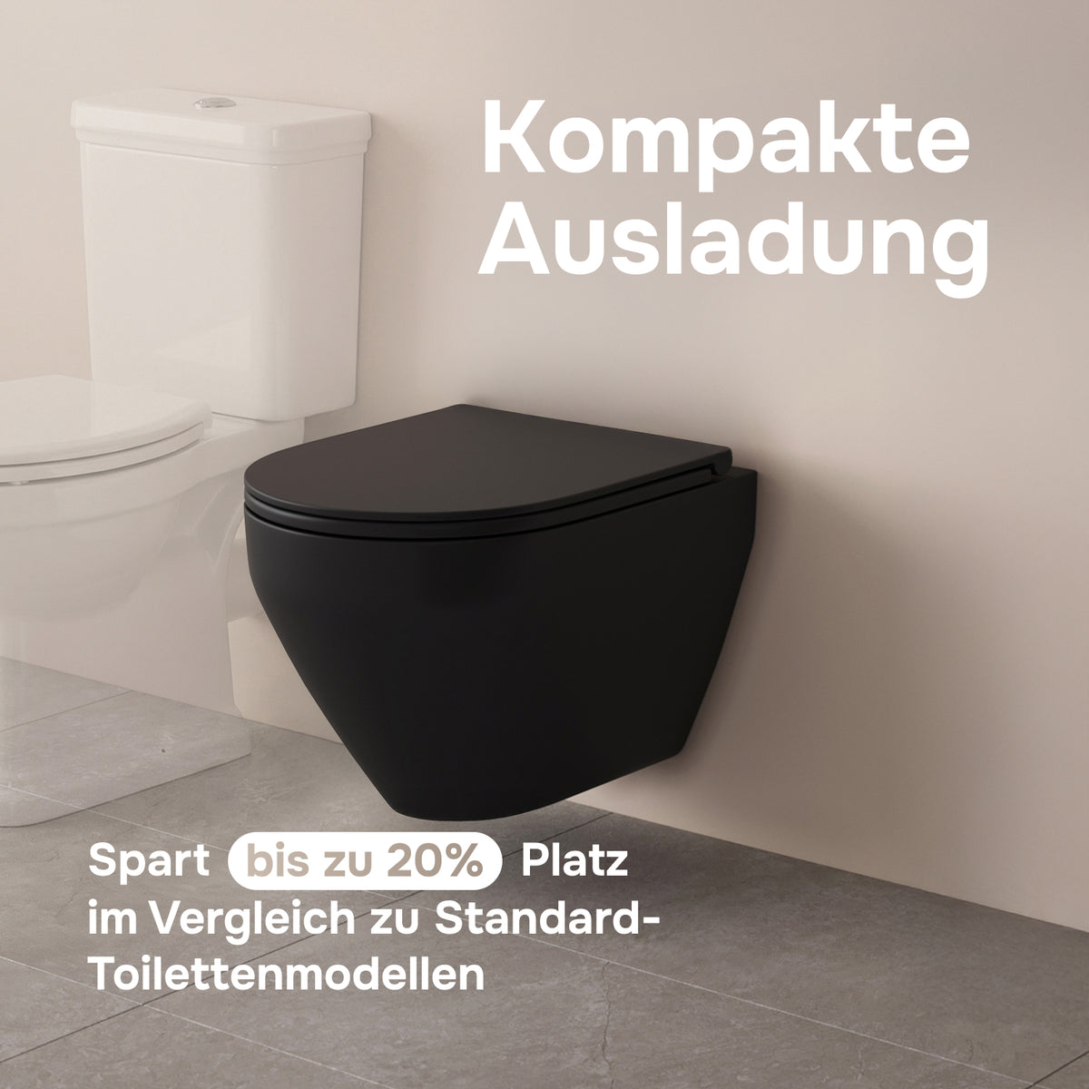 WC suspendu sans bride FlashClean avec abattant, noir–CSB1700MBSC