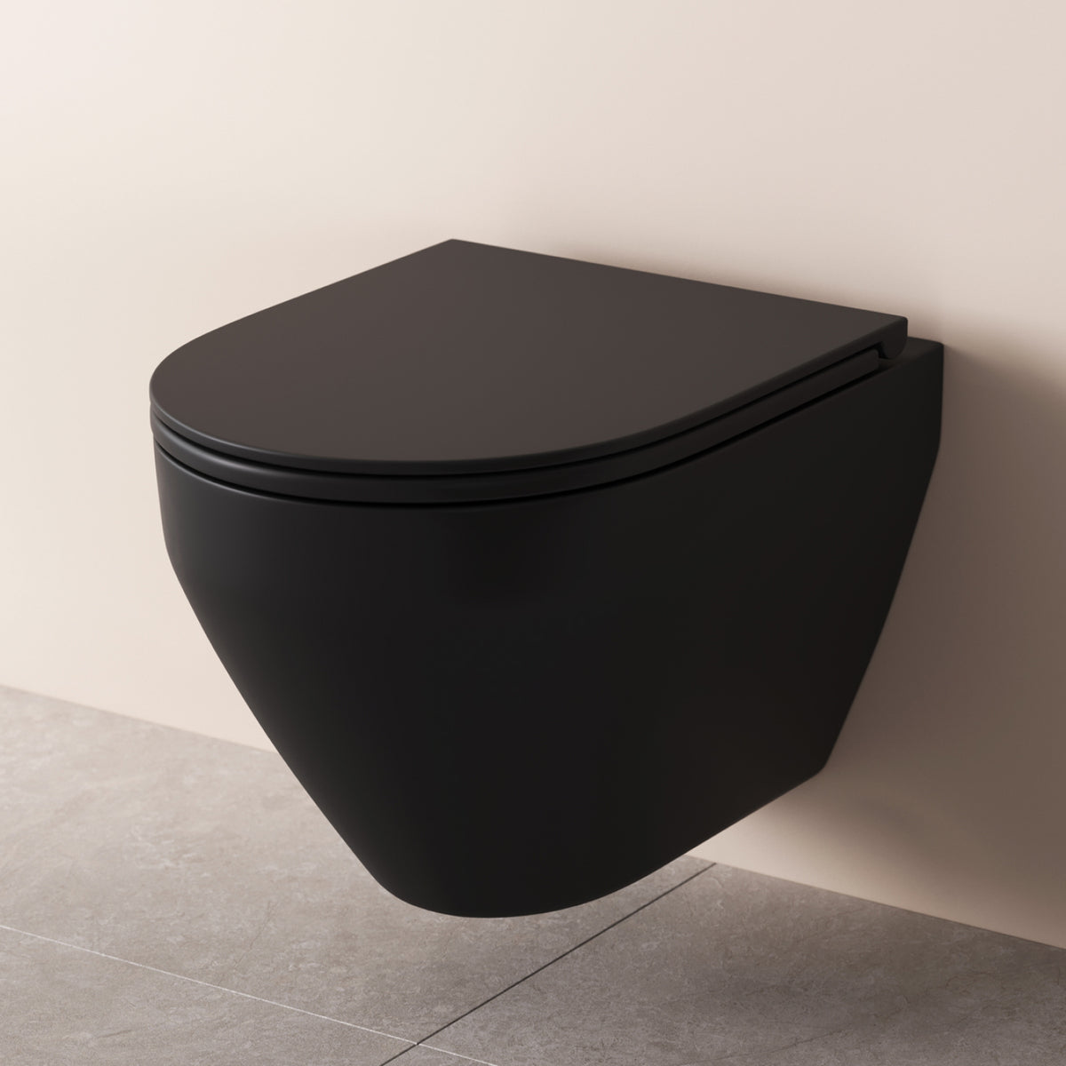 WC suspendu sans bride FlashClean avec abattant, noir–CSB1700MBSC