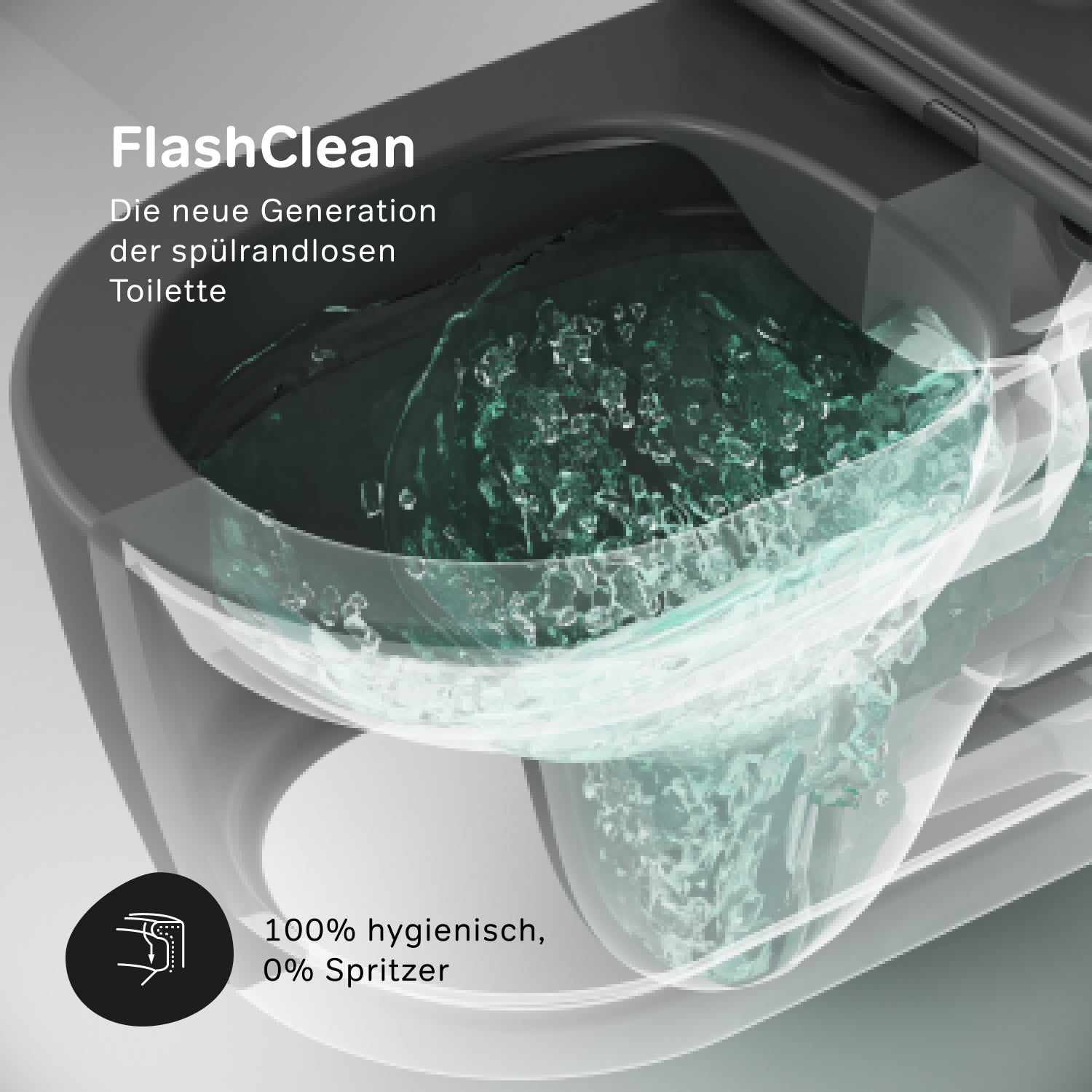 WC suspendu CSB1700MBSC avec abattant, système de nettoyage Spirit FlashClean, chasse d'eau profonde, sans bride, avec couvercle, noir