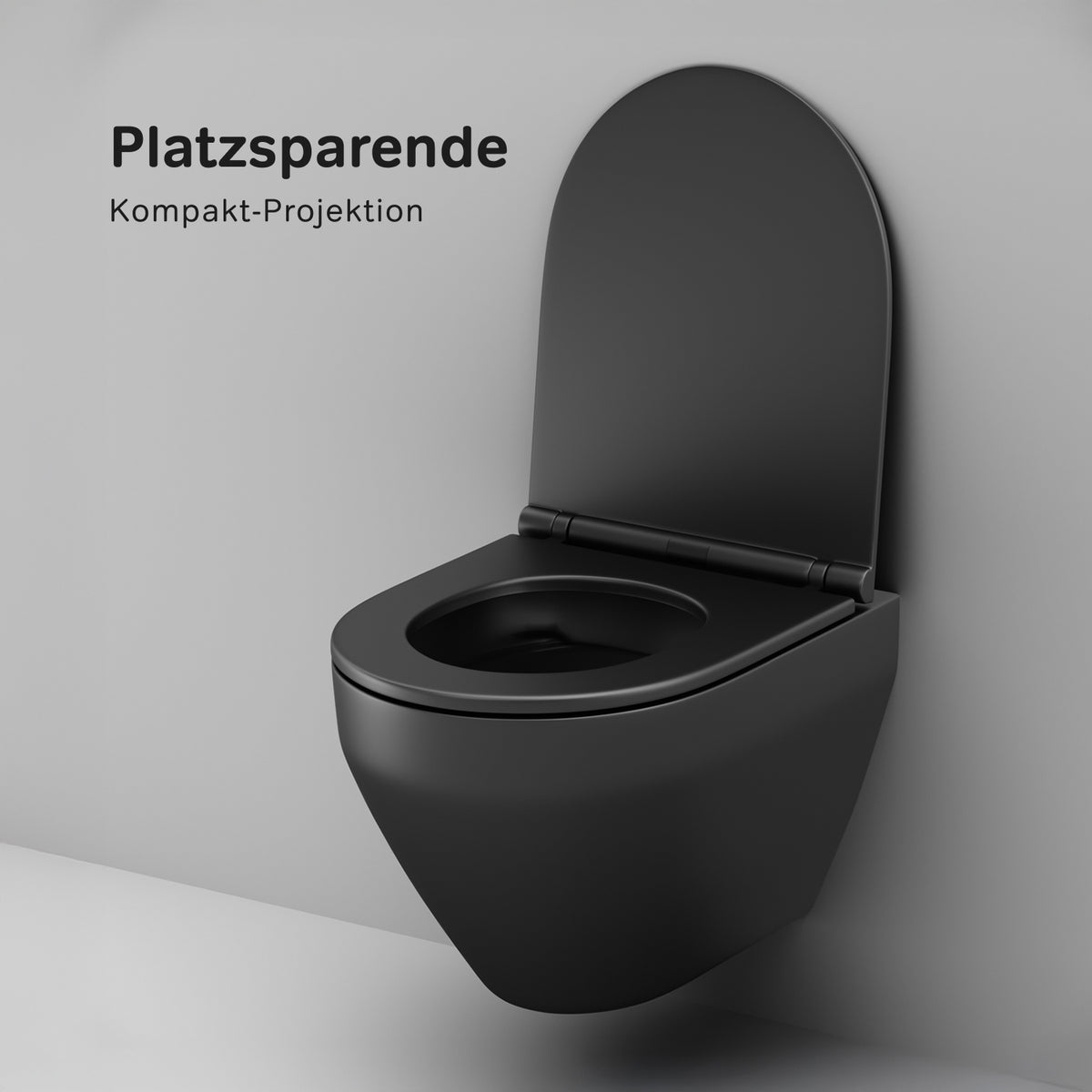 WC suspendu sans bride FlashClean avec abattant, noir–CSB1700MBSC