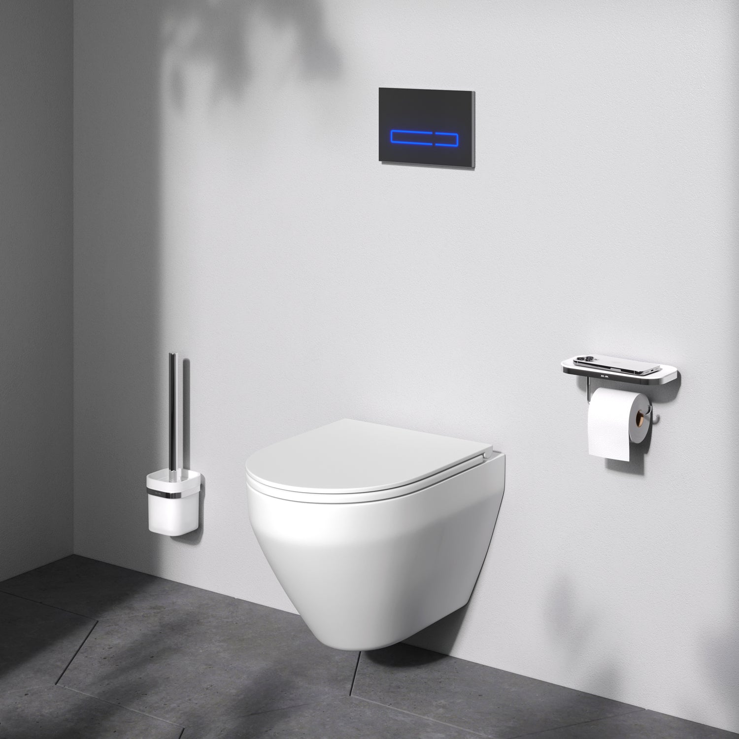 WC suspendu CSB1700SC avec siège WC à fond creux Spirit V2. 0 FlashClean, WC suspendu sans rebord avec abattant