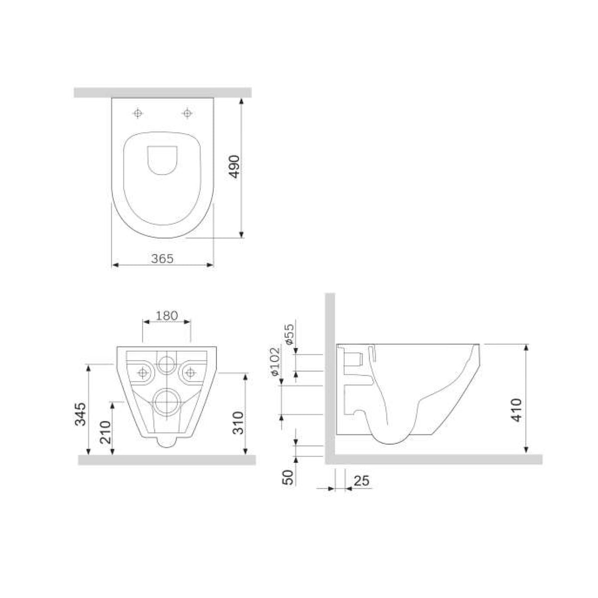 WC suspendu Spirit V2. 0 AquaSpin sans bride avec abattant–CSB190P0SC