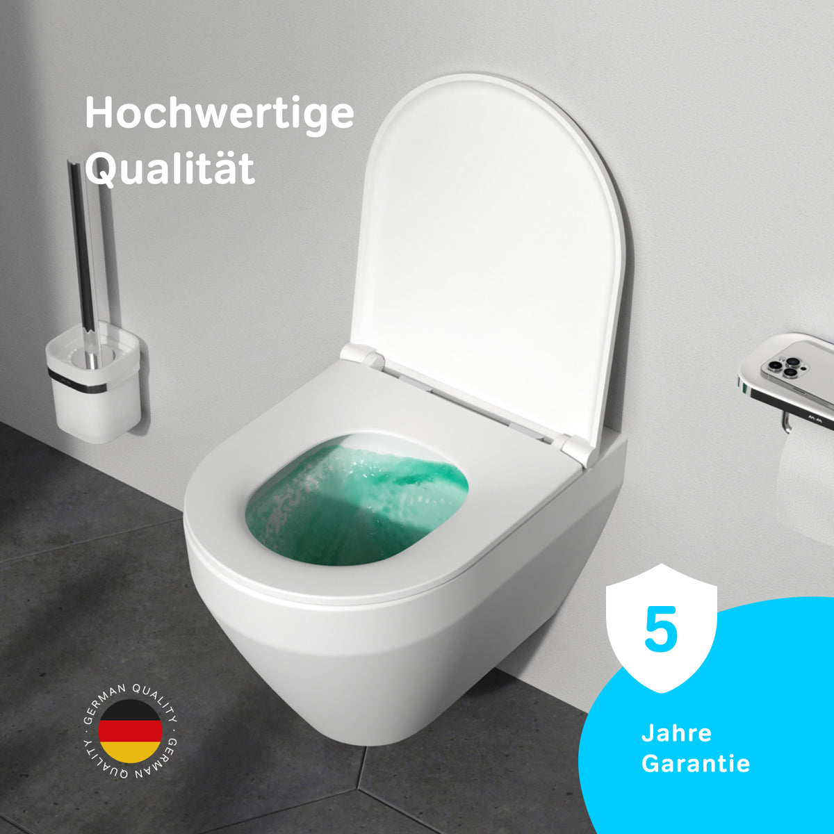 WC suspendu Spirit V2. 0 AquaSpin sans bride avec abattant–CSB190P0SC