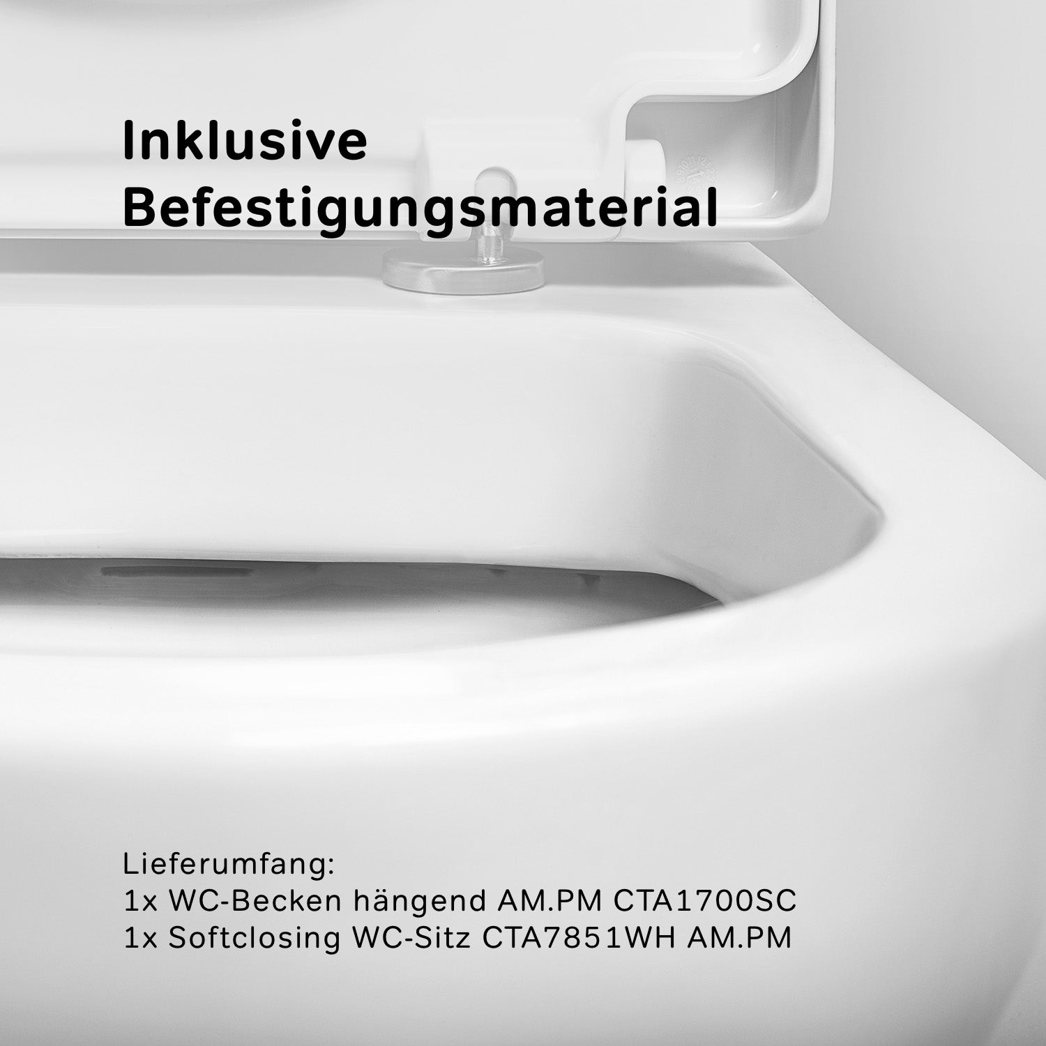CTA1700WH (CTA7851WH) Wand-WC mit Sitz Hit Tiefspül-WC Spülrandlos Hänge WC mit Toilettendeckel ampm-store.de
