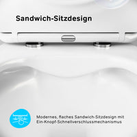 CXA1700SC Wand-WC mit Sitz X-Joy FlashClean Tiefspül-WC Spülrandlos Hänge WC mit Toilettendeckel ampm-store.de