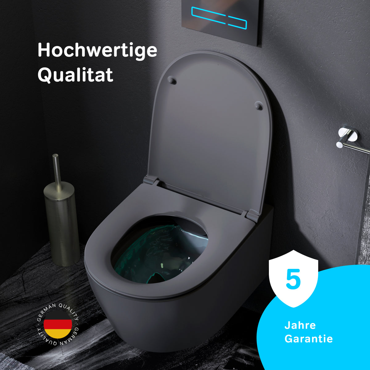 Toilettes suspendues X-Joy S Toilettes sans bride FlashClean avec siège, noires–CXB1700MBSC