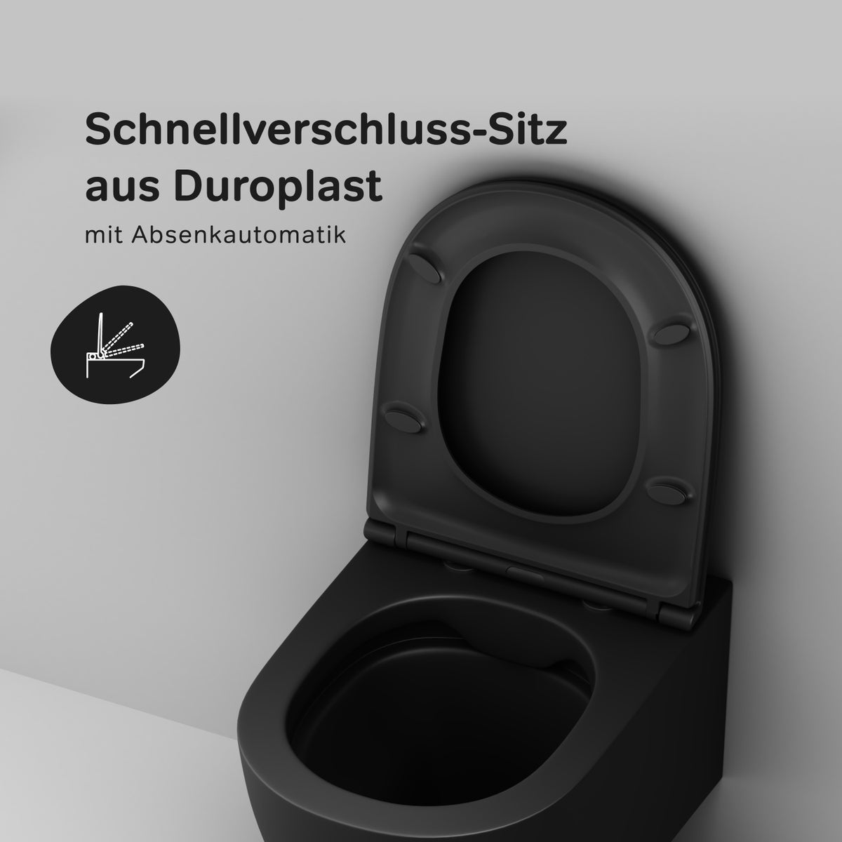 Toilettes suspendues X-Joy S Toilettes sans bride FlashClean avec siège, noires–CXB1700MBSC