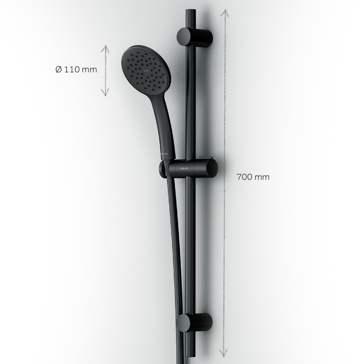 F01TA022 Duschset Hit Brausegarnitur Stangenbrause-Set, Schwarz ampm-store.de