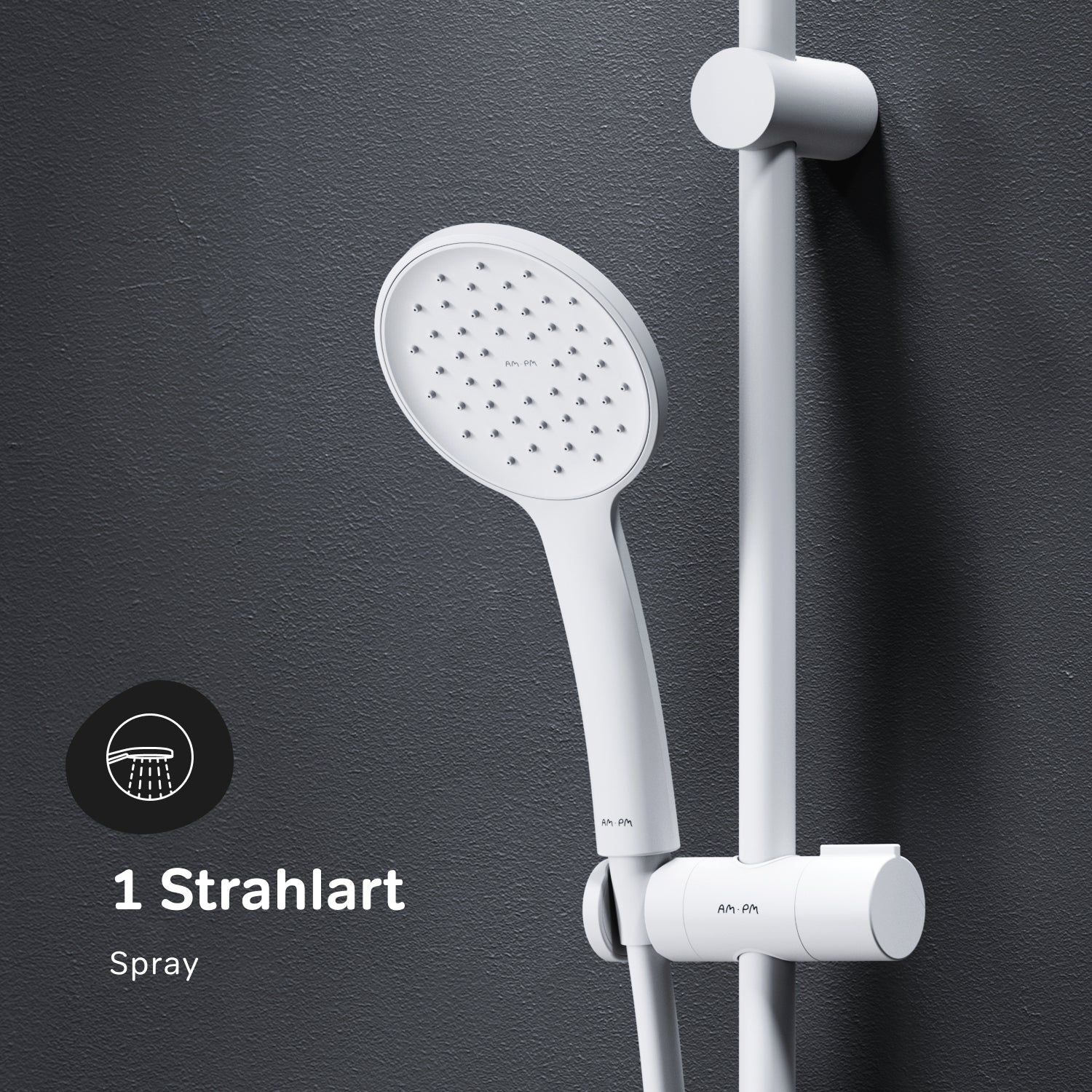 F01TA033 Duschset Hit Brausegarnitur Stangenbrause-Set, Weiß