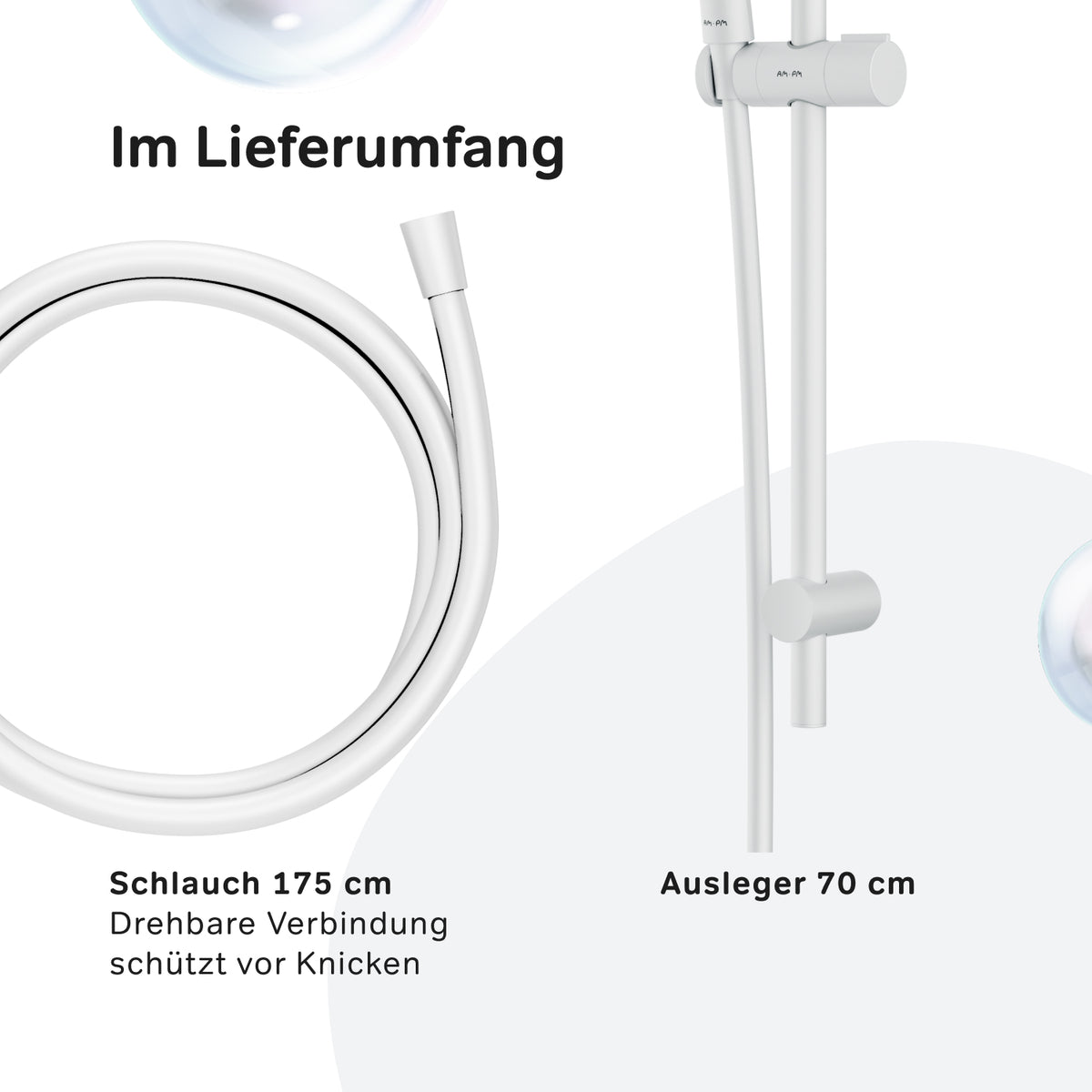 Ensemble de douche Hit, barre de douche, blanc–F01TA033