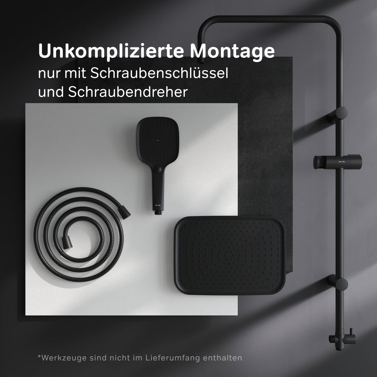 Duschsystem Play mit Regendusche, Schwarz – F078W022