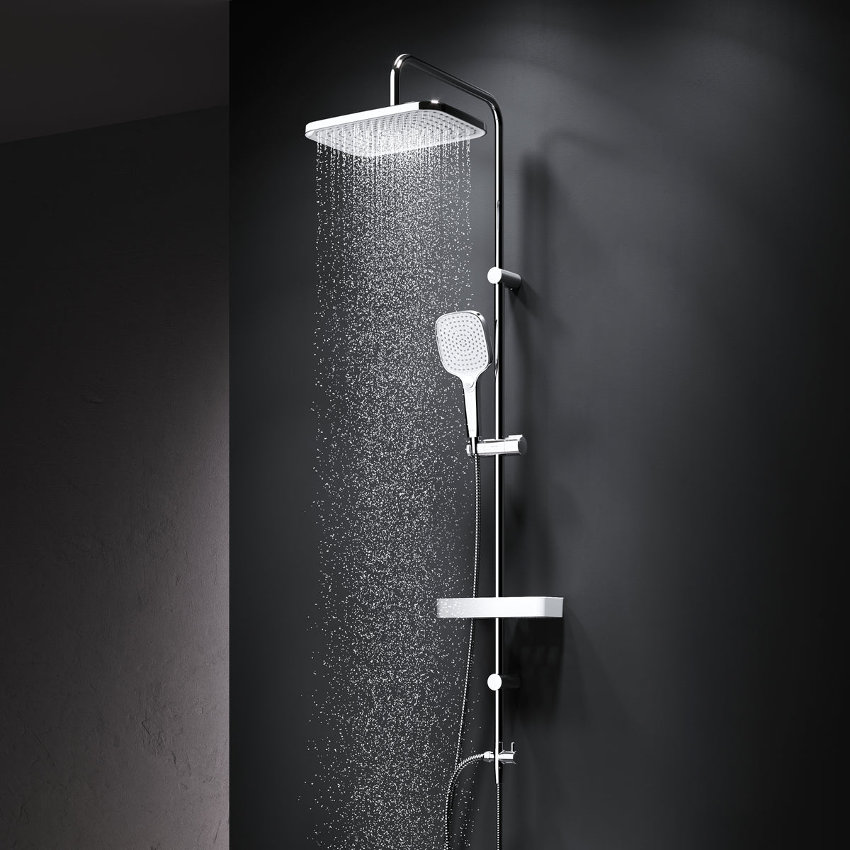 Duschsystem Play mit Regendusche und Duschablage – F078W203