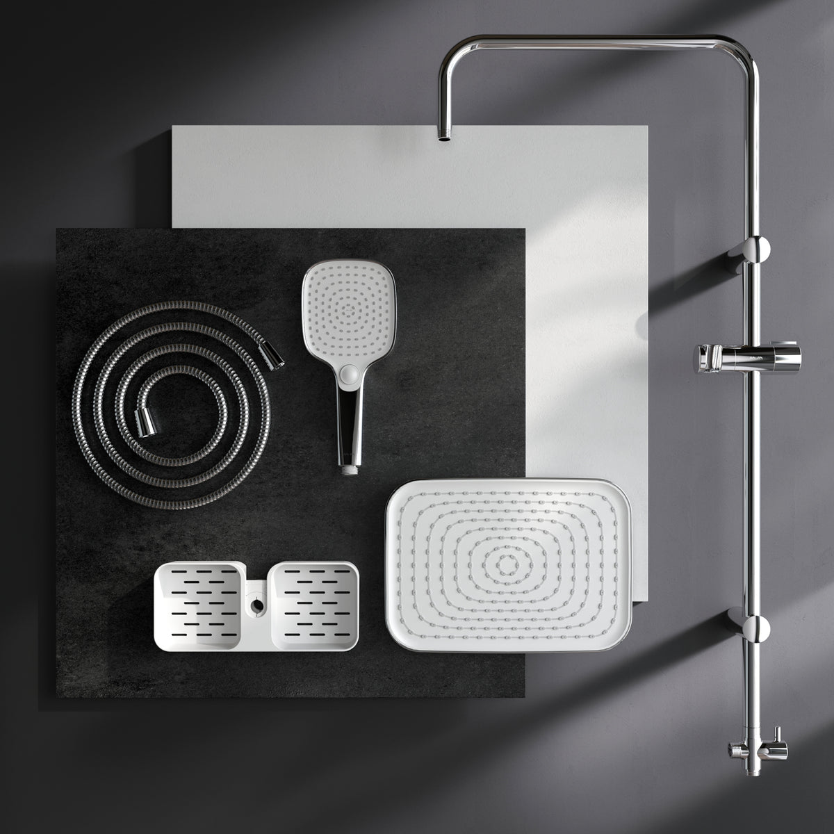 Duschsystem Play mit Regendusche und Duschablage – F078W203