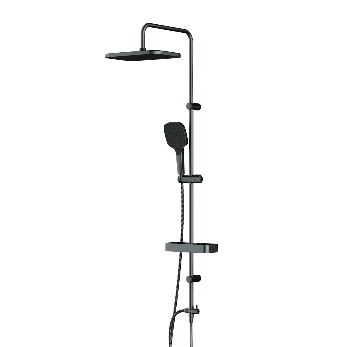 Système de douche Play avec douche à effet pluie et étagère de douche, noir–F078W222