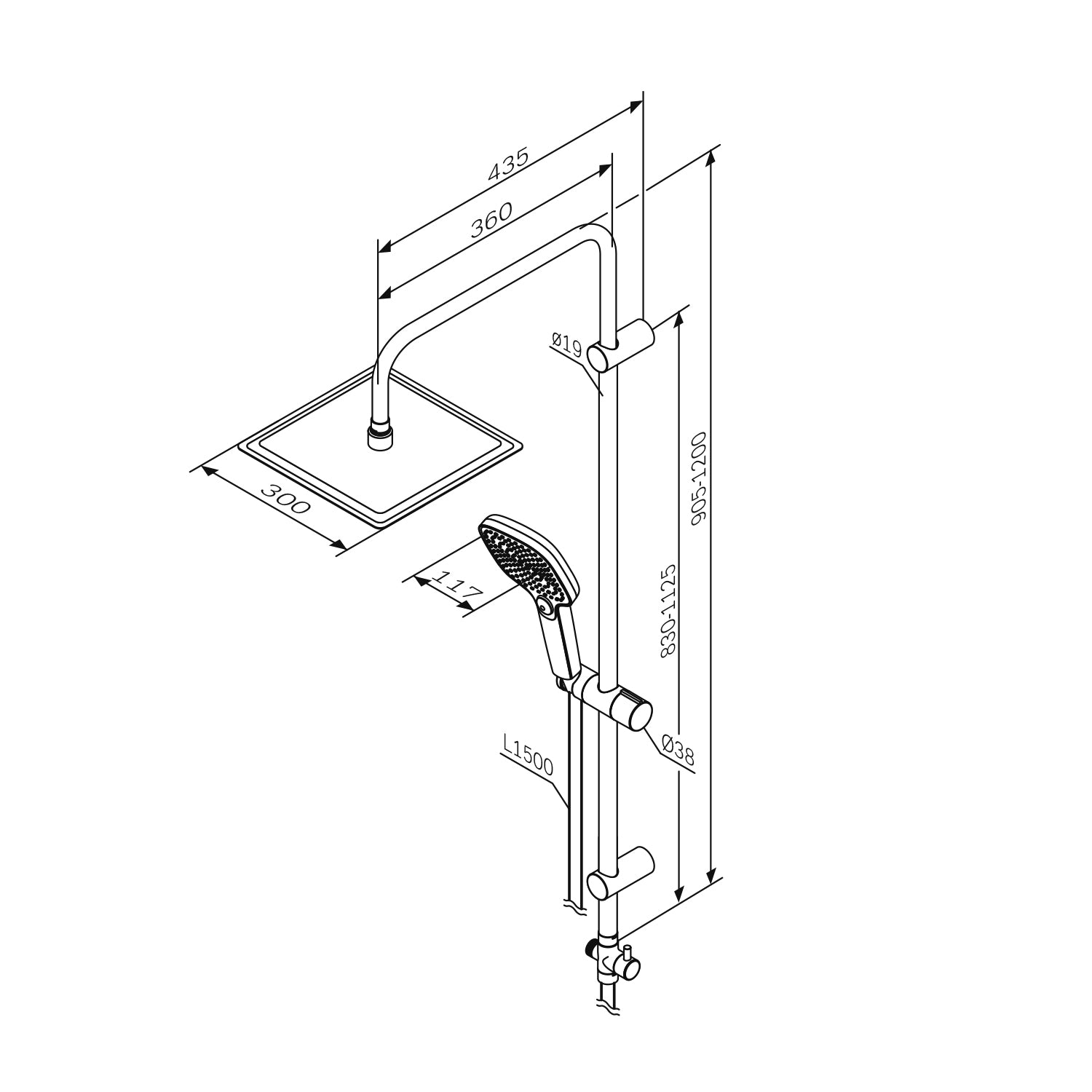 F078X000 Duschsystem Play Regendusche set Duschsäule