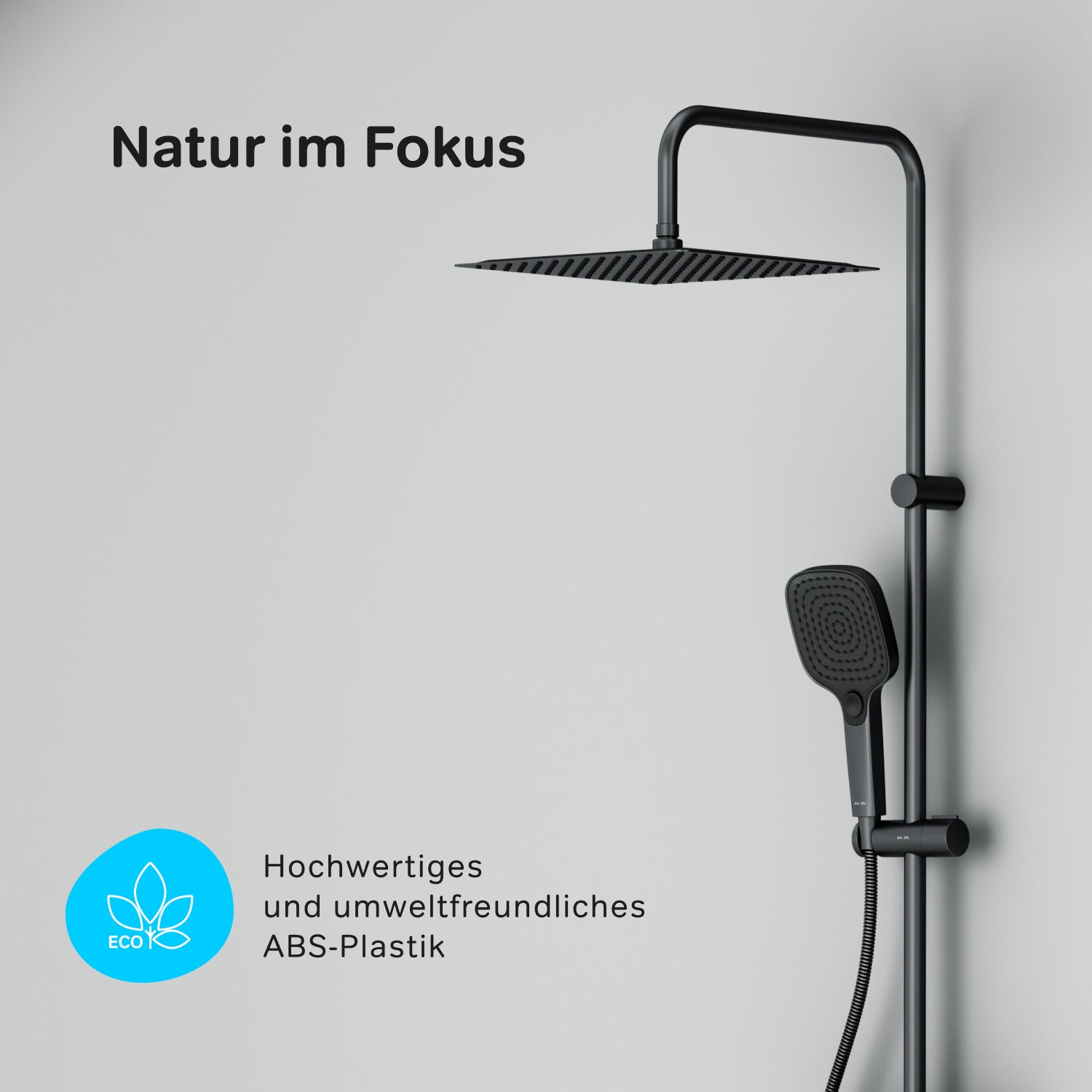 F078X022 Système de douche Play, ensemble de douche à effet pluie, colonne de douche, noir