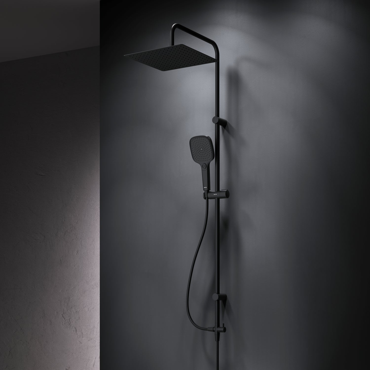 F078X022 Système de douche Play, ensemble de douche à effet pluie, colonne de douche, noir