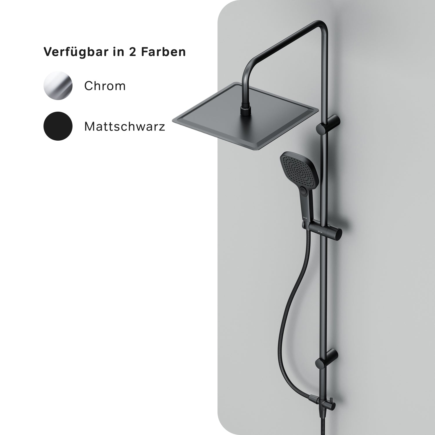 F078X022 Système de douche Play, ensemble de douche à effet pluie, colonne de douche, noir