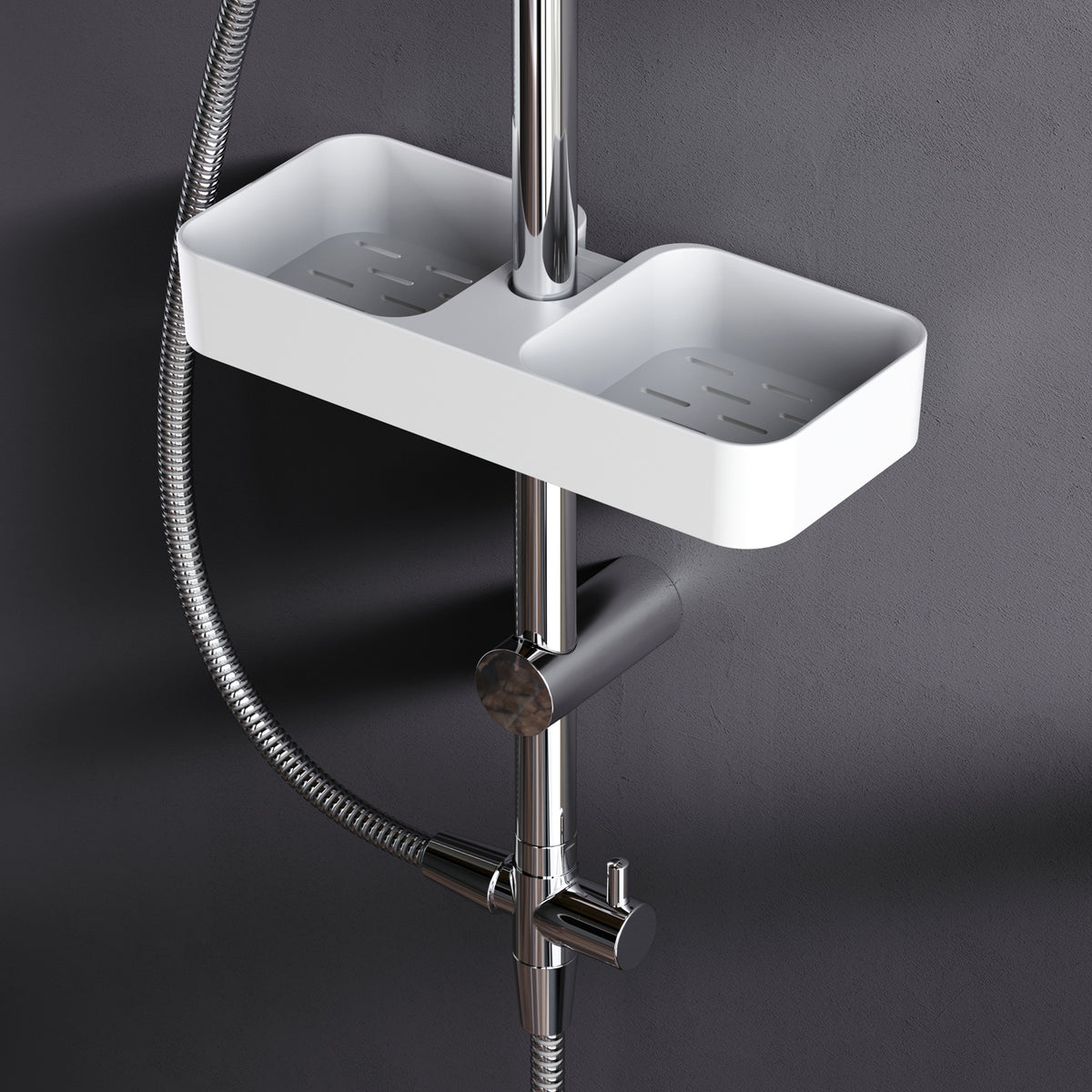 Système de douche ludique avec douche à effet pluie et étagère de douche–F078X203