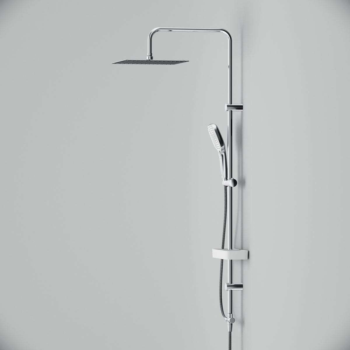 Système de douche ludique avec douche à effet pluie et étagère de douche–F078X203