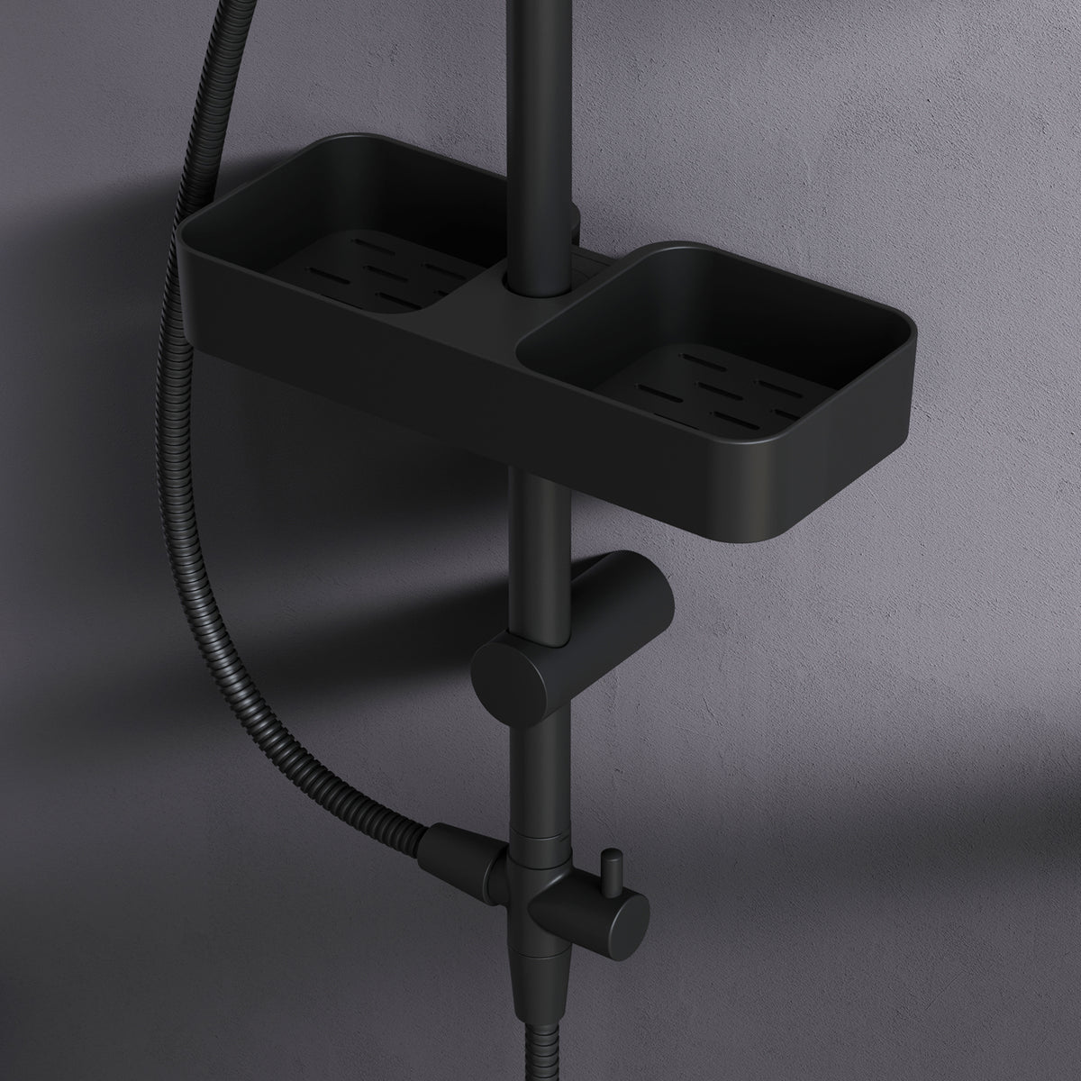 Duschsystem Play mit Regendusche und Duschablage, Schwarz – F078X222