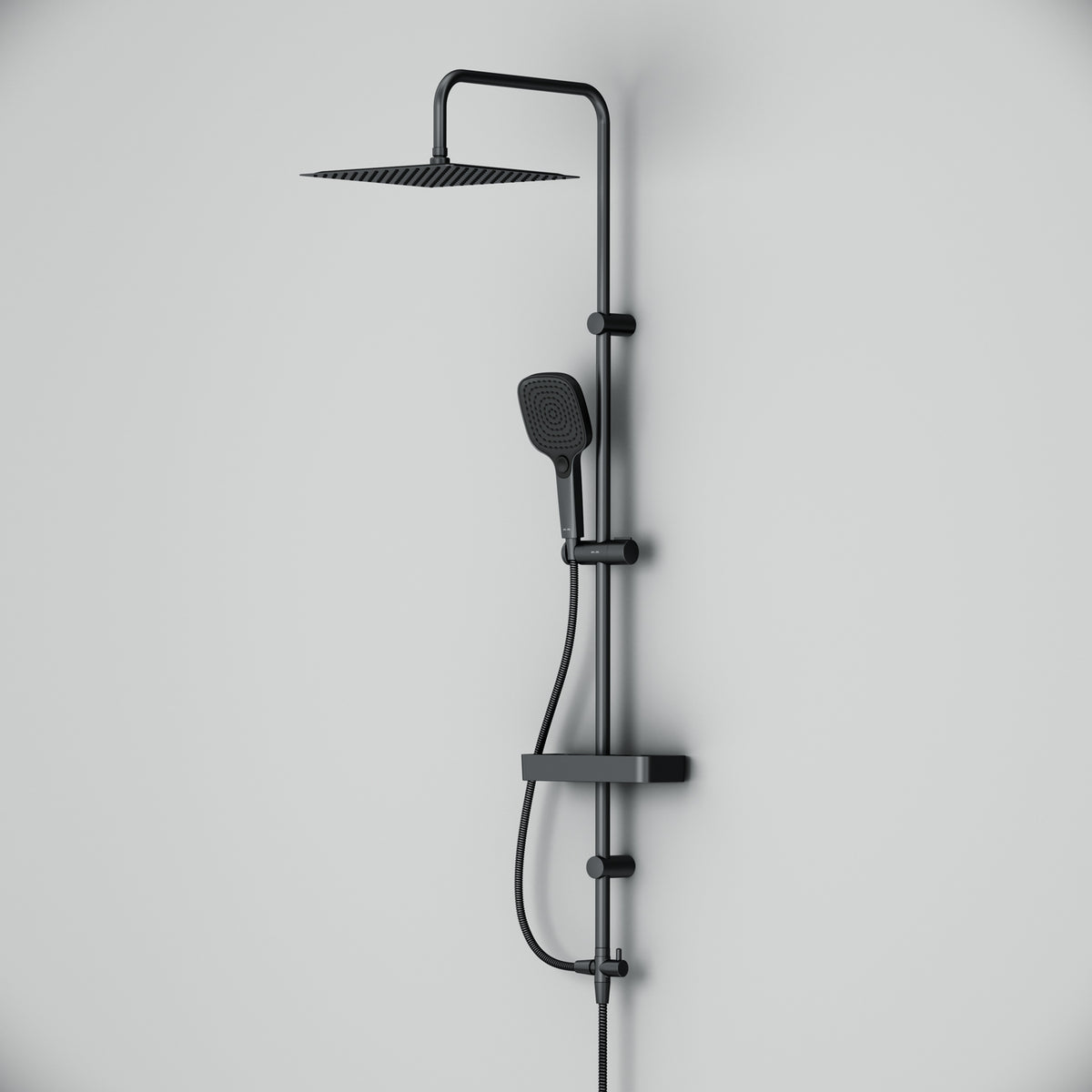 Duschsystem Play mit Regendusche und Duschablage, Schwarz – F078X222