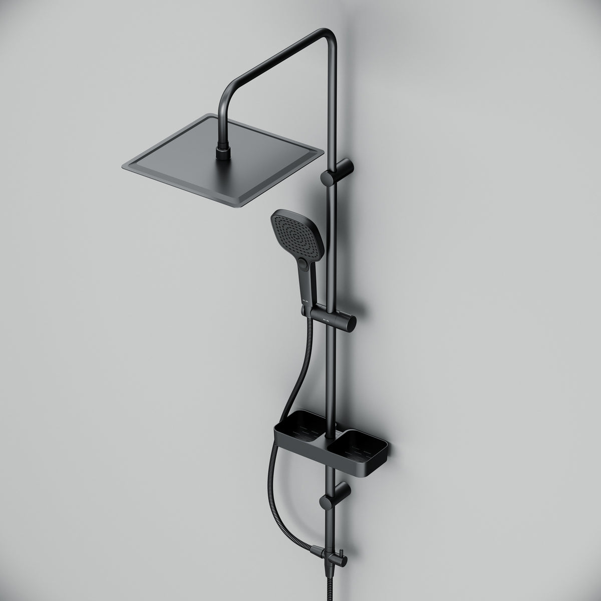 Duschsystem Play mit Regendusche und Duschablage, Schwarz – F078X222