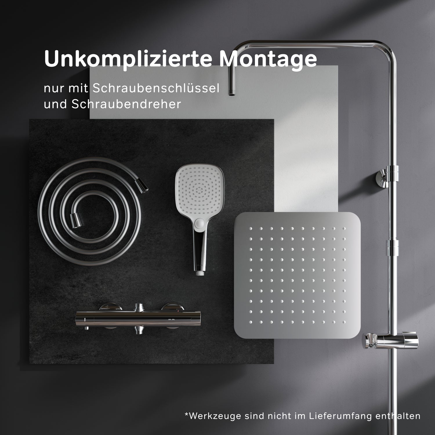 F078X400 Duschsystem mit Thermostat Duscharmatur Play Regendusche set Duschsäule