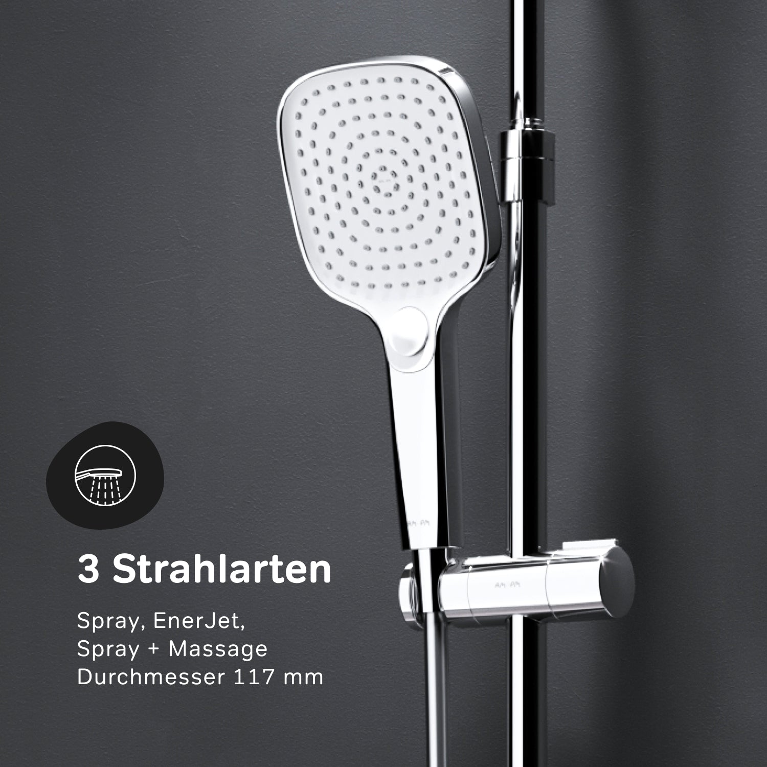 F078X400 Duschsystem mit Thermostat Duscharmatur Play Regendusche set Duschsäule