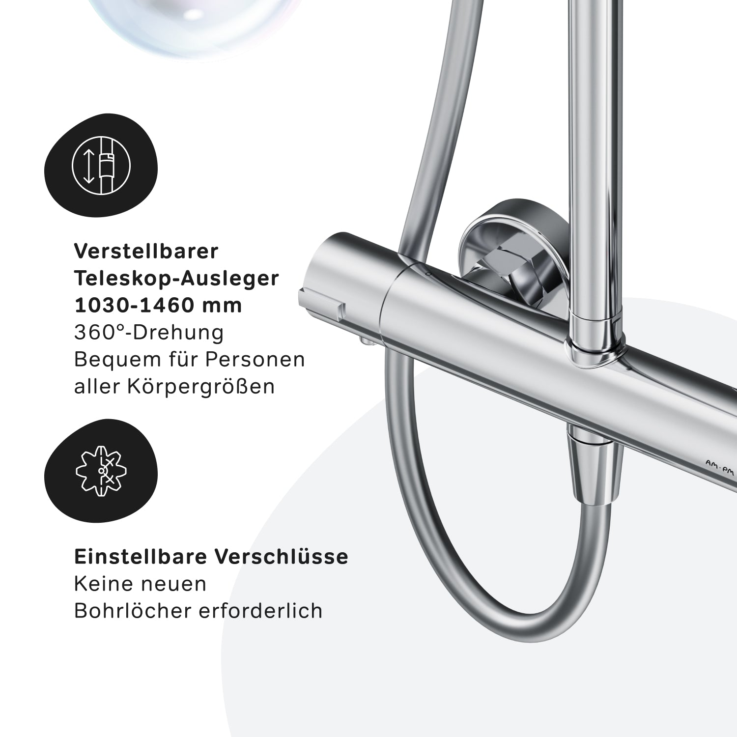 F078X400 Duschsystem mit Thermostat Duscharmatur Play Regendusche set Duschsäule